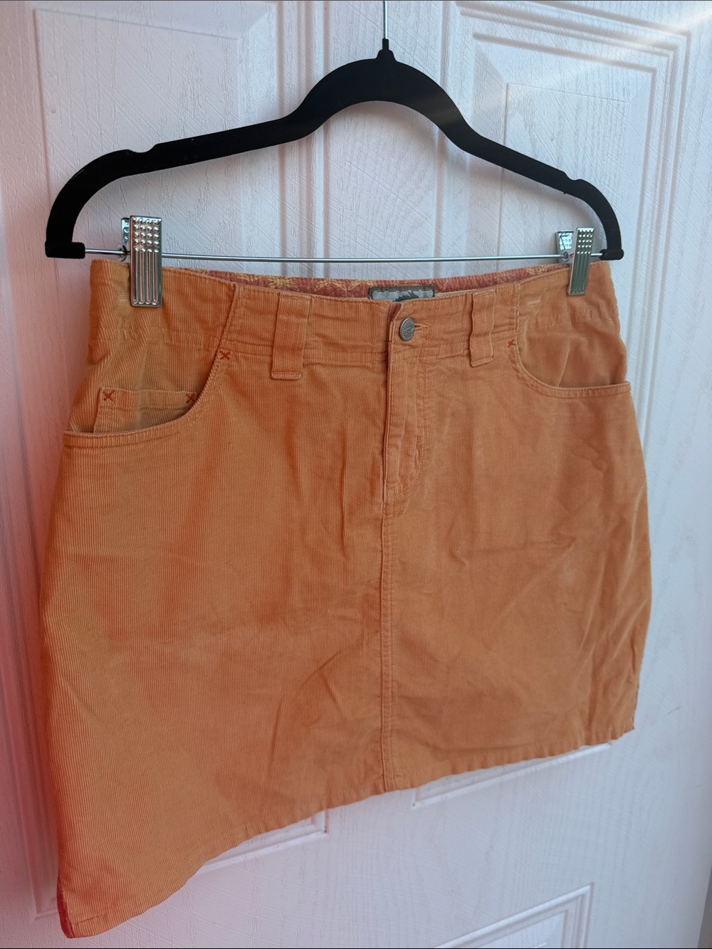 Y2K Vintage Horny Toad Peach Corduroy Mini Skirt Size 4 Vintage Outdoor Casual
